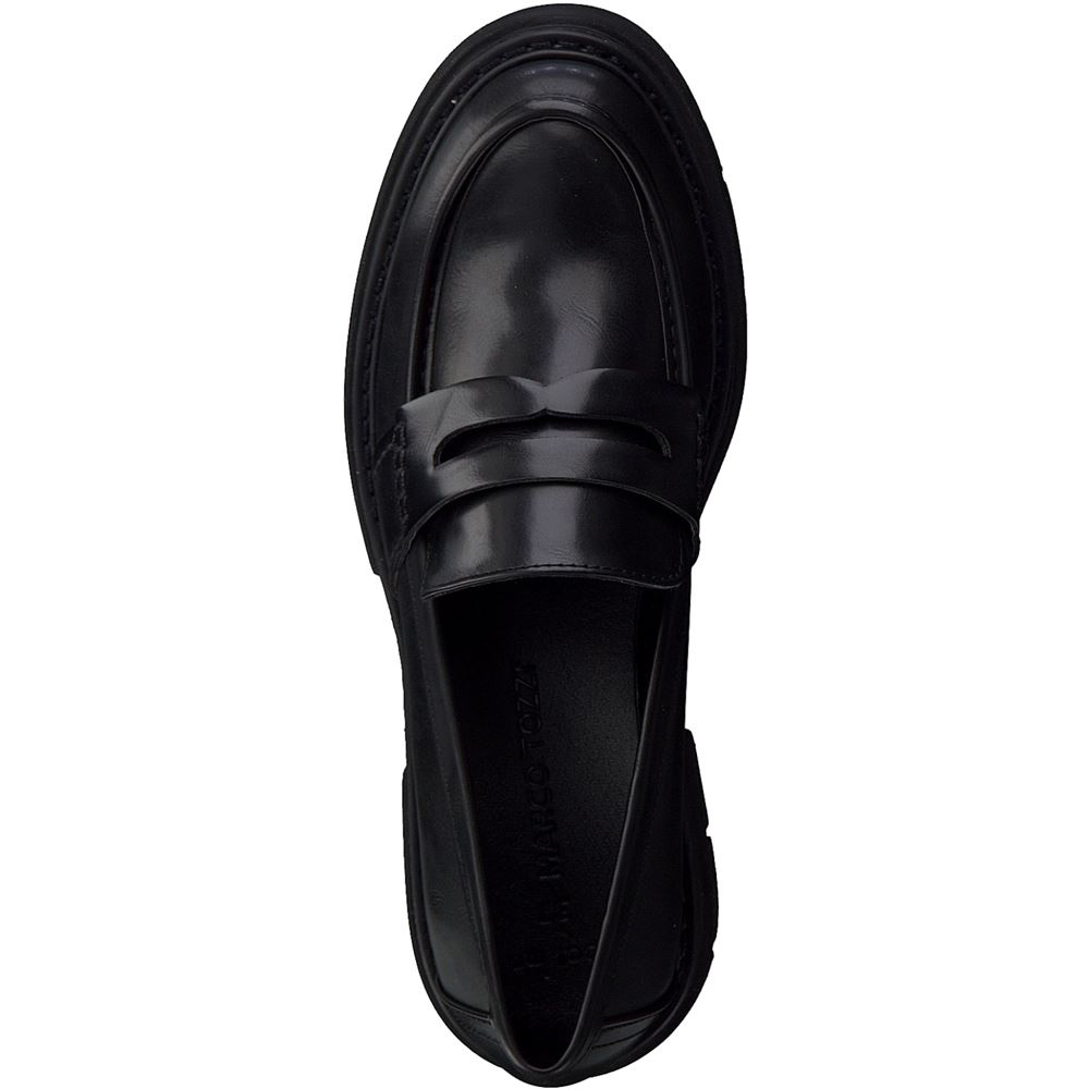 MARCO TOZZI Damen Slipper Loafer Blockabsatz schwarz S22 2-2-24700-29 36 | 011 BLACK BRUSH | 