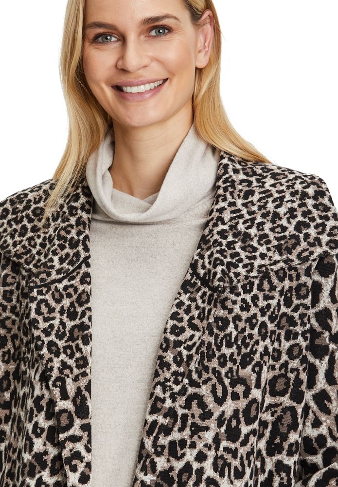 Betty Barclay Strickmantel taupe schwarz Animal S22 57671187 