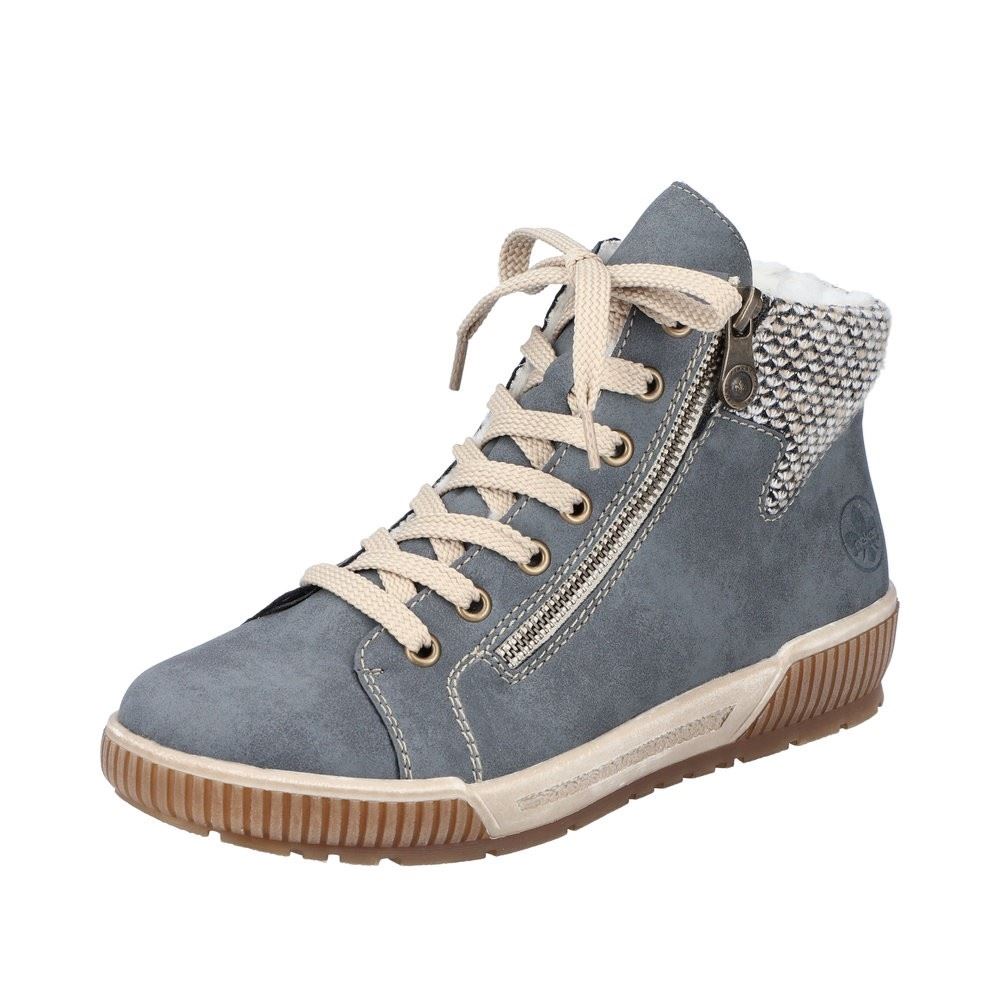 Rieker Antistress Damen Sneaker High Warmfutter Reißverschluss Strickbund Wechselfußbett blau S22 N0709-14 