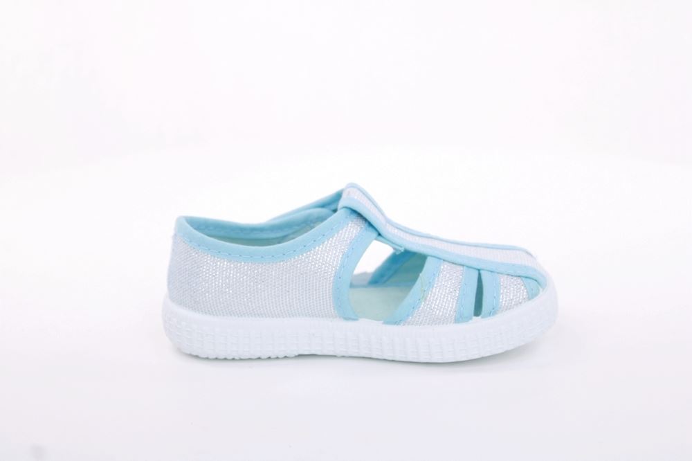 s`knöpfli Kinder Hausschuh Mädchen Glitzer- Effekt blau S13 V28970 