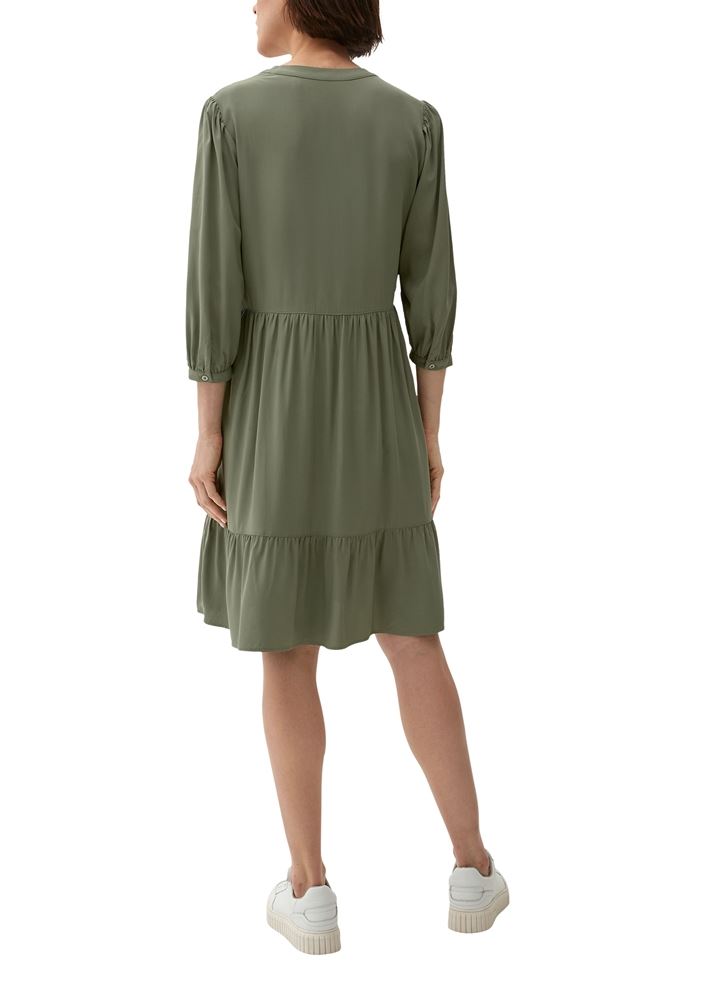 s.Oliver Volantkleid aus Viskose grün, schwarz S13  2132624 