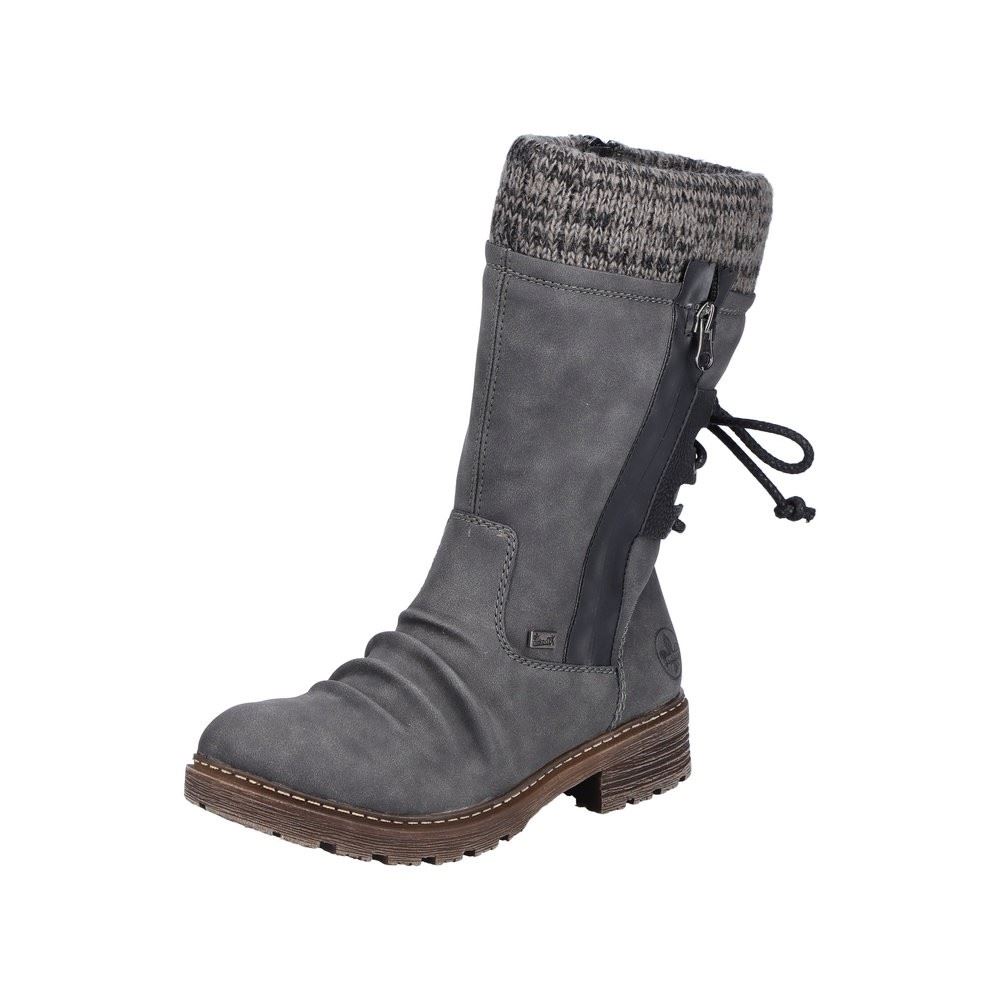 Rieker Antistress Damen Stiefel Strickbund TEX- Membran kuscheliges Warmfutter grau S22 Z4756-45 