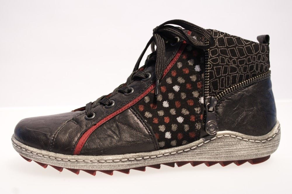 Remonte Sneaker Schnürstiefel Leder Reißverschluss R1494 