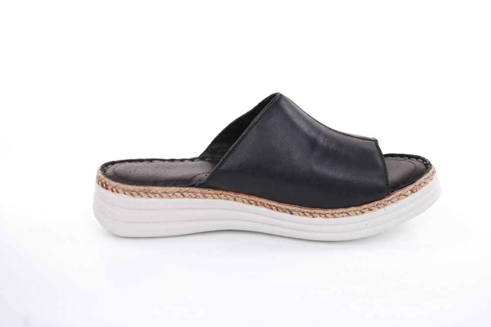 PETER ERIKSON Damen Pantolette Leder Comfort- Fußbett weiß, schwarz S13 231536 