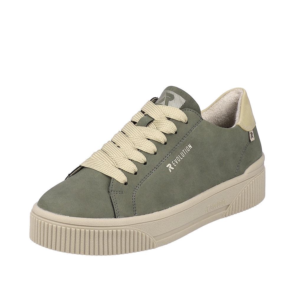 Rieker Evolution Damen Sneaker Plateau- Sohle Leder Wechselfußbett grün S23 W0704-54 