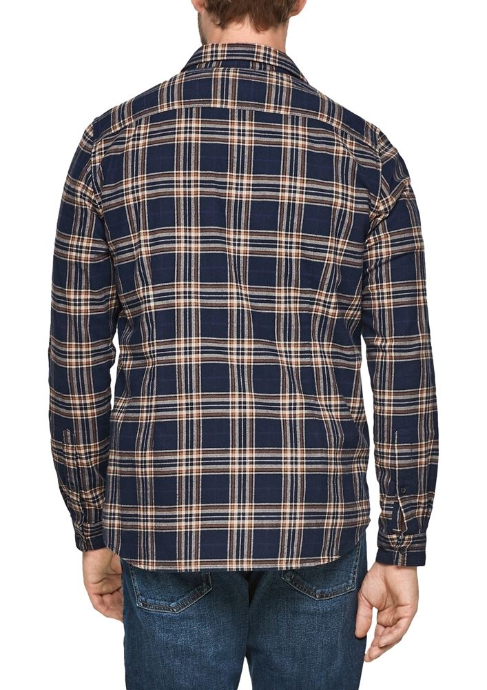 s.Oliver Hemd kariert Slim Stretchhemd blau S21 2106433 
