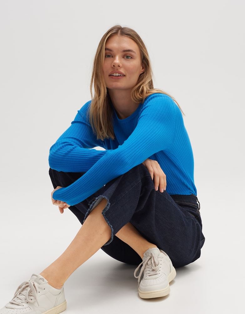 OPUS Strickpullover Pijano Rundhalsausschnitt blau S13  10141710298100 38 | 60019 blue up | 