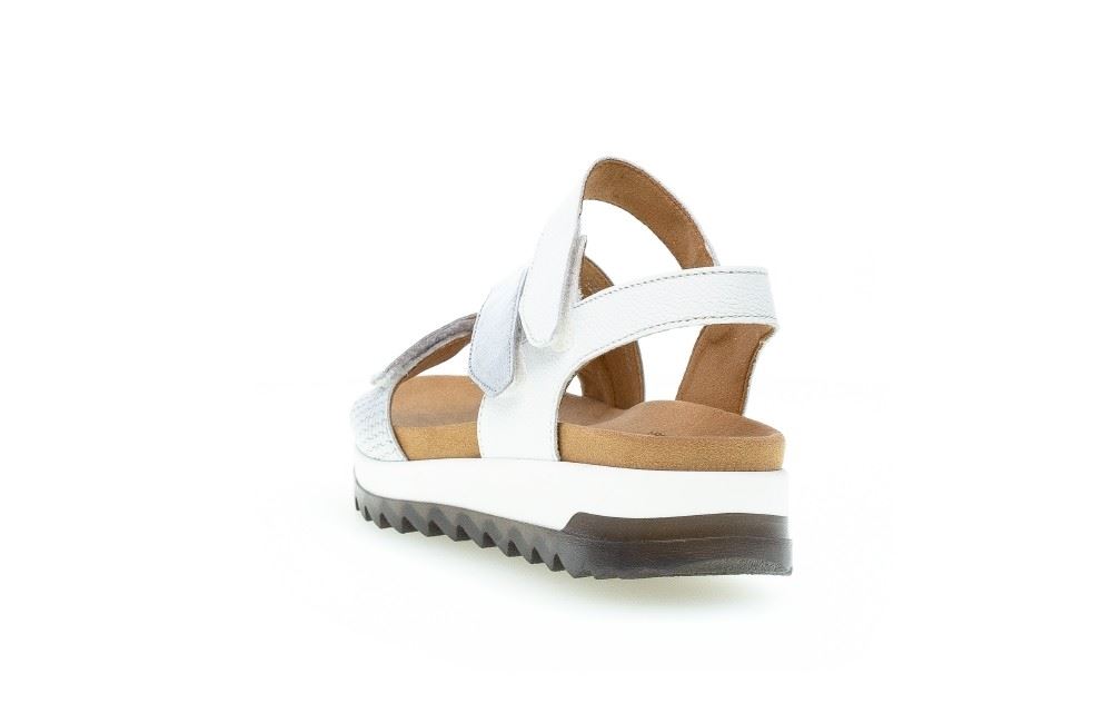 Gabor Sandale 3fach Klett Leder silber 66.742.60 4,5 | silber/weiss | G