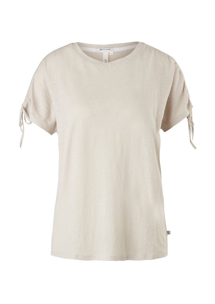 QS designed by Oversized Shirt Leinen beige 2063471 L | 8030 Brown | 