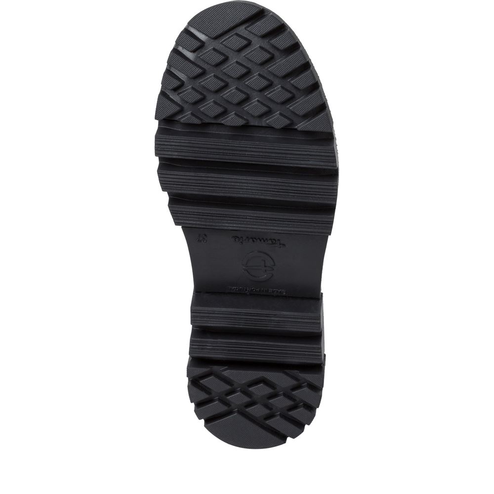 Tamaris Schnürstiefel Schnürboots Leder Wechselfußbett schwarz S23 1-25276-41 