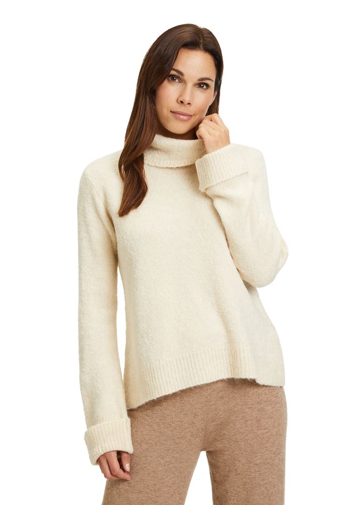 Betty Barclay Pullover großer Kragen beige grün rot S22 57621183 