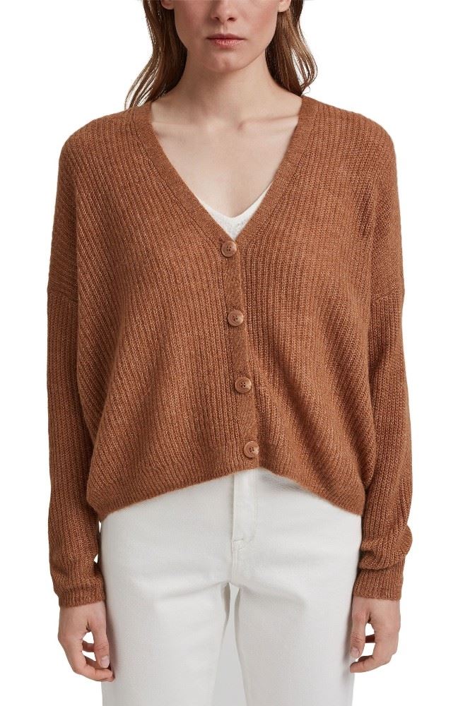 ESPRIT Cardigan aus Rippstrick mit Wolle/Alpaka 991EO1I310 