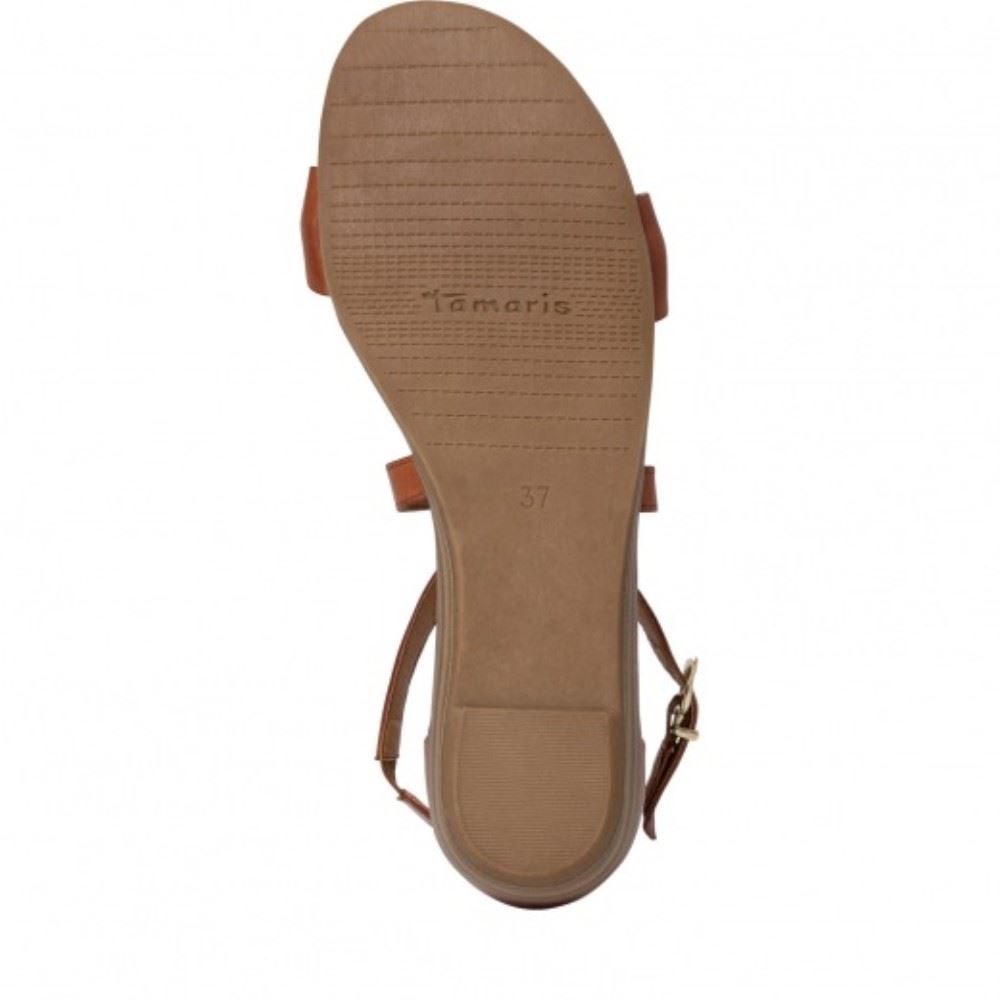 Tamaris Sandalette Fersenkappe Leder schwarz braun  1-1-28064-34 41 | 368 BRANDY COMB | 