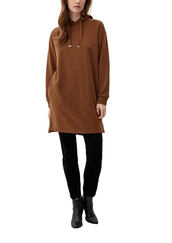 s.Oliver Sweatkleid mit Kapuze grau, braun S22  2122560 40 | 8764 BROWN | 
