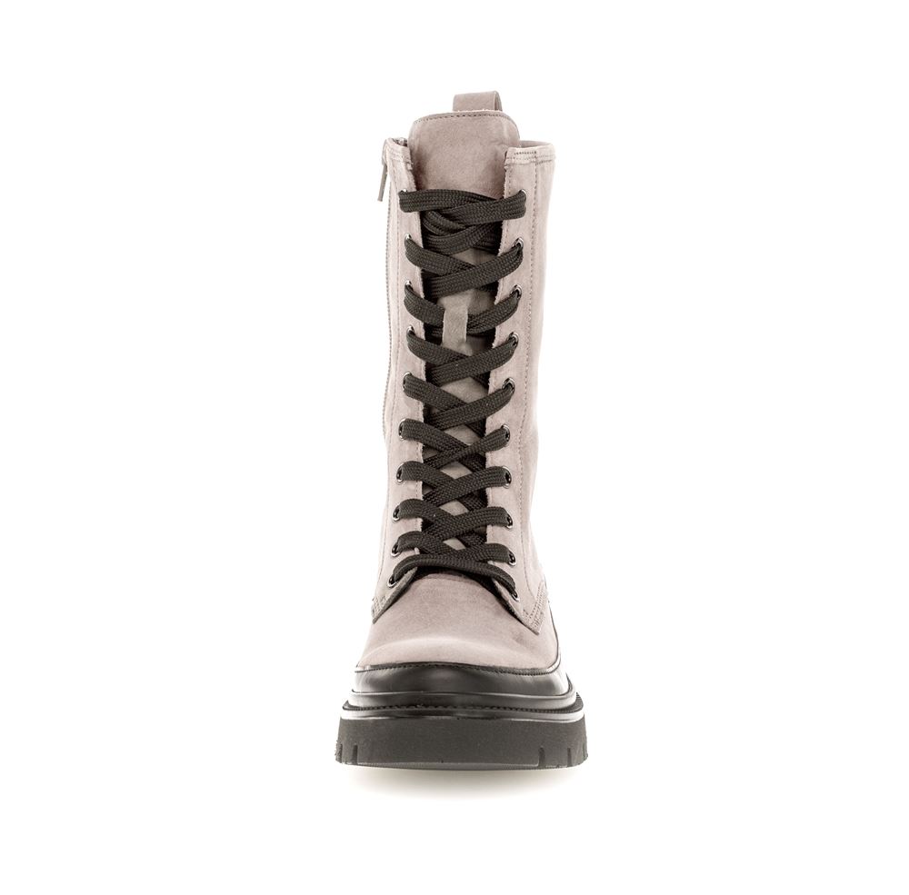 Gabor by Yvonne Catterfeld  Bikerboot Schnürboot Rauleder Wechselfußbett grau S22 91.831.19 5 | fango/schwarz | F
