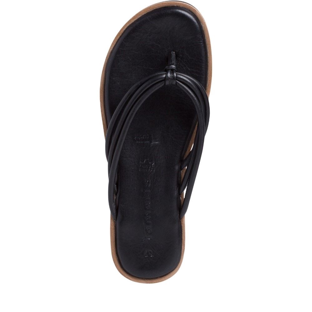 Tamaris Pantolette Zehentrenner Leder schwarz 1-1-27123-26 36 | 007 BLACK UNI | 