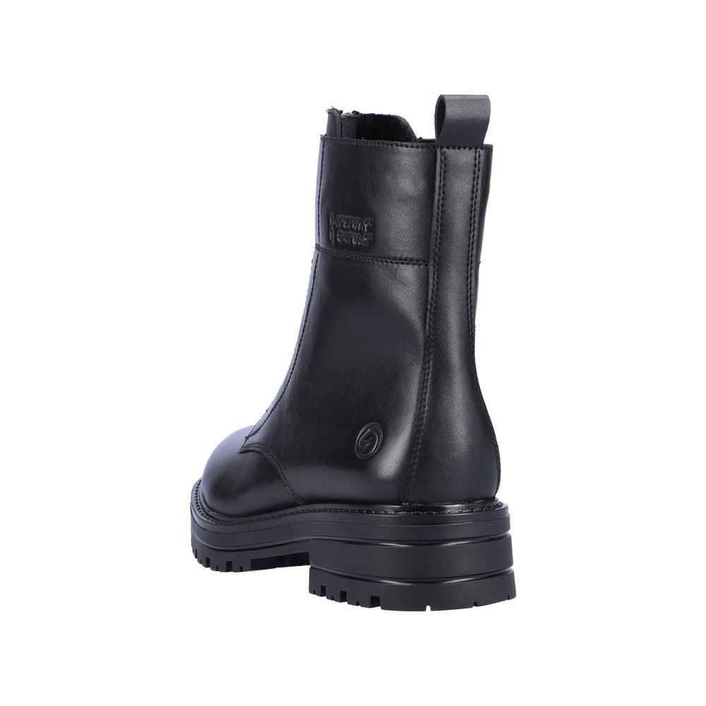 Remonte Damen Biker- Boots Leder Warmfutter Schurwolle Frontreißverschluss Wechselfußbett schwarz S22 D2280-01 37 | schwarz/schwarz | G