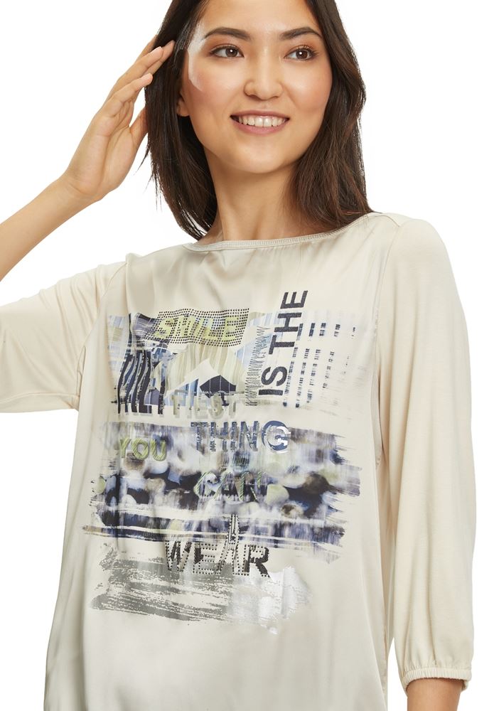 Betty Barclay Blusenshirt 3/4Arm Frontprint beige S22 24581066 