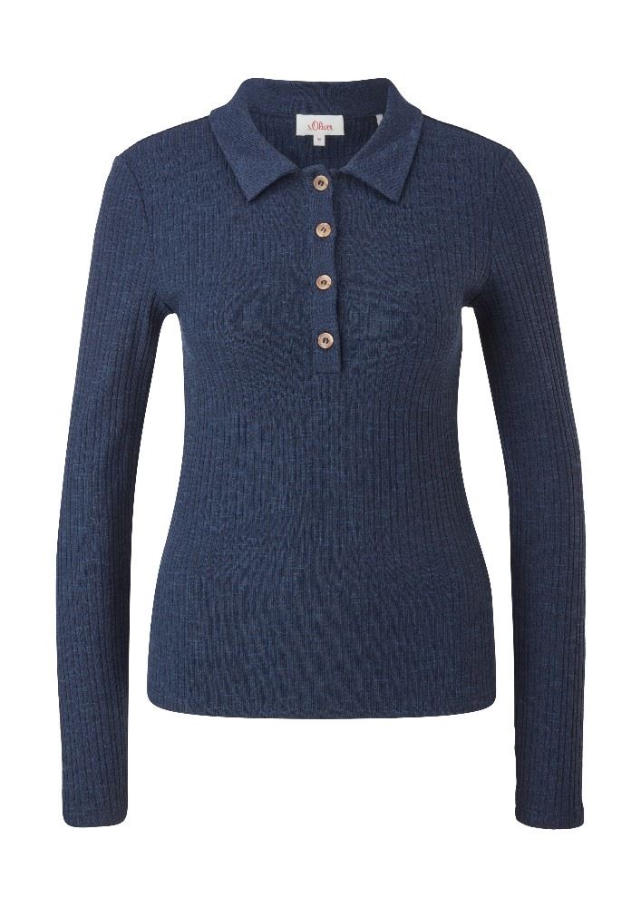 s.Oliver Longsleeve mit Hemdkragen blau und grau 2117577 