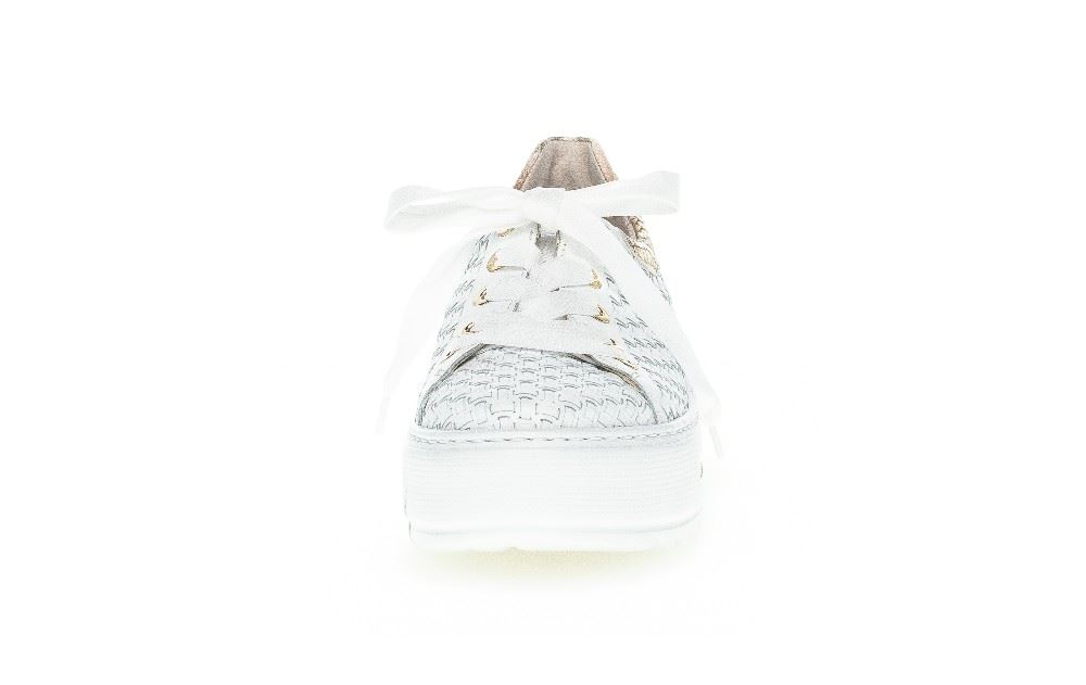 Gabor Sneaker low Leder Flechtoptik Golddetails Wechselfußbett weiß S12 86.499.50 7 | weiss/beige (go | G