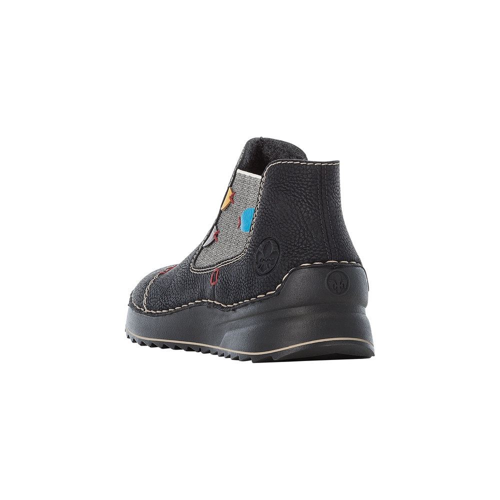 Rieker Chelsea Boots Stiefelette Slipper  schwarz 51592-00 38 | schwarz/brandy/ | F