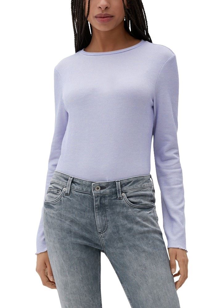 QS designed by Longsleeve mit Rippstruktur rosa, lila S13 2126088 