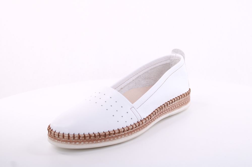 PETER ERIKSON Damen Slipper Loafer Leder Comfort- Fußbett weiß, blau S13 221591 