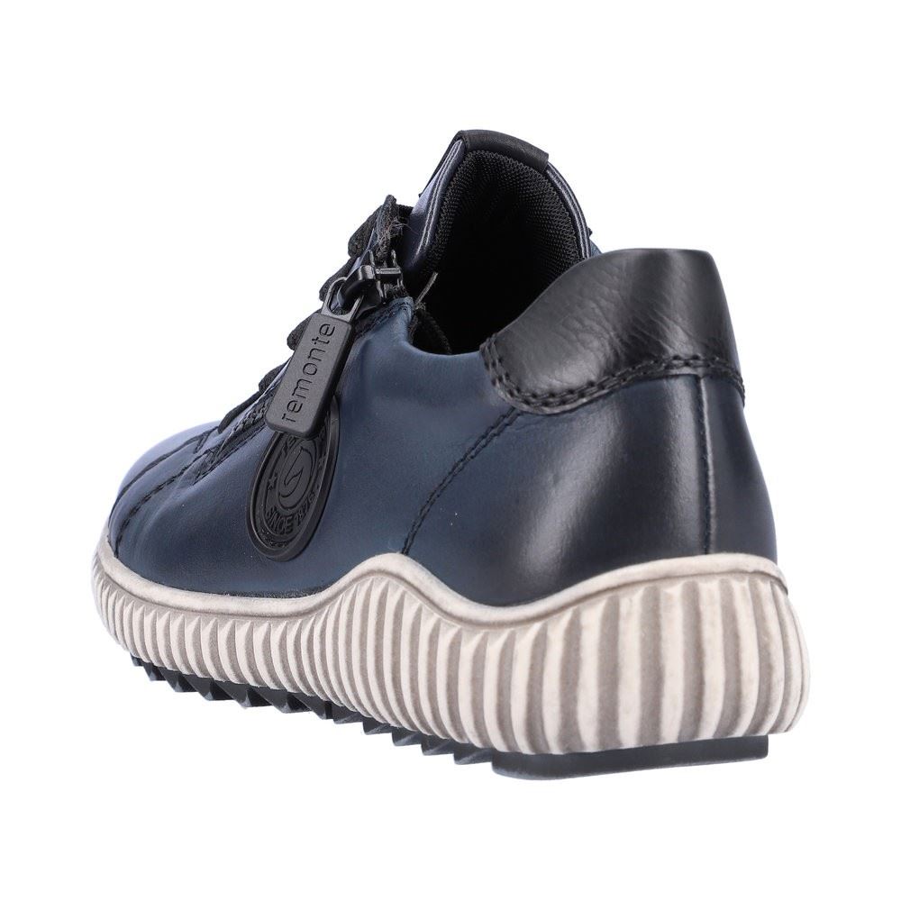 Remonte Damen Schnürschuh Sneaker Leder Wechselfußbett blau S22 R8201-14 37 | pazifik/schwarz | G