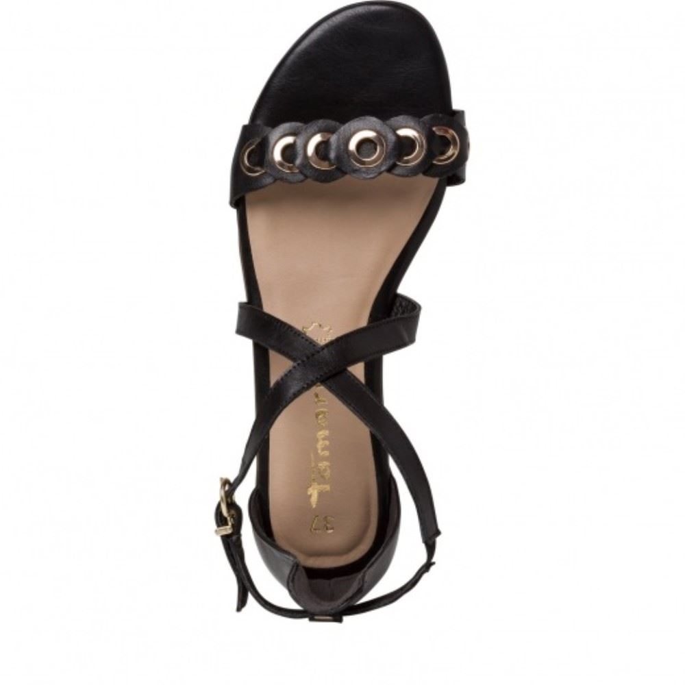 Tamaris Sandalette Fersenkappe Leder schwarz braun  1-1-28064-34 