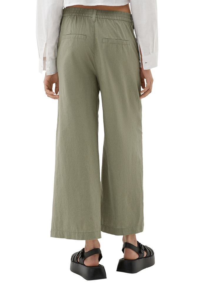QS designed by Regular: Culotte aus Leinenmix grün,schwarz S13  2127625 