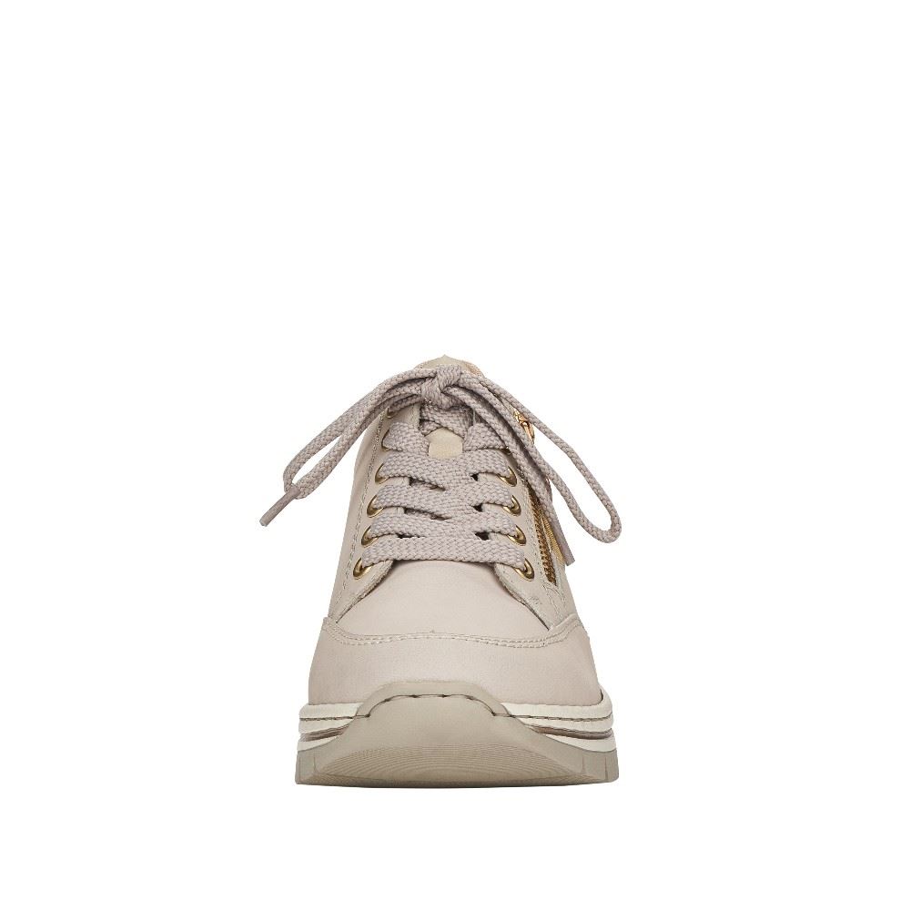 Rieker Antistress Damen Sneaker Keilabsatz Reißverschluss Leder  beige S12 N8322-60 