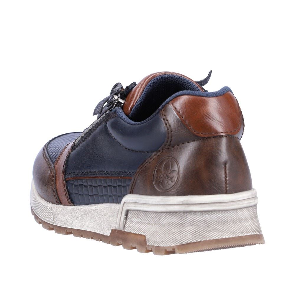 Rieker Antistress Herren Schnürhalbschuh Sneaker Leder Reißverschluss blau S22 15163-14 