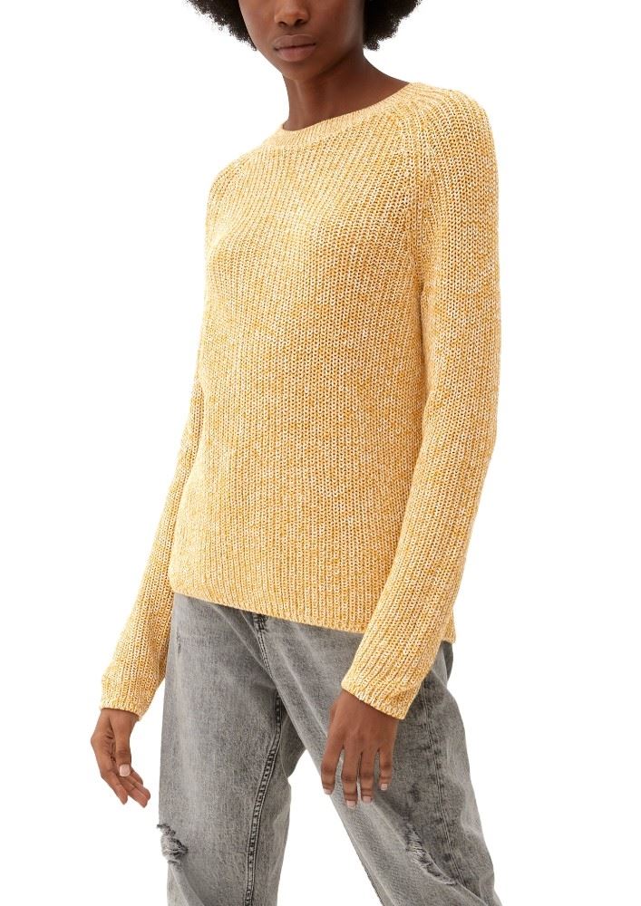 QS designed by Pullover in melierter Optik gelb, türkis S22  2119333 