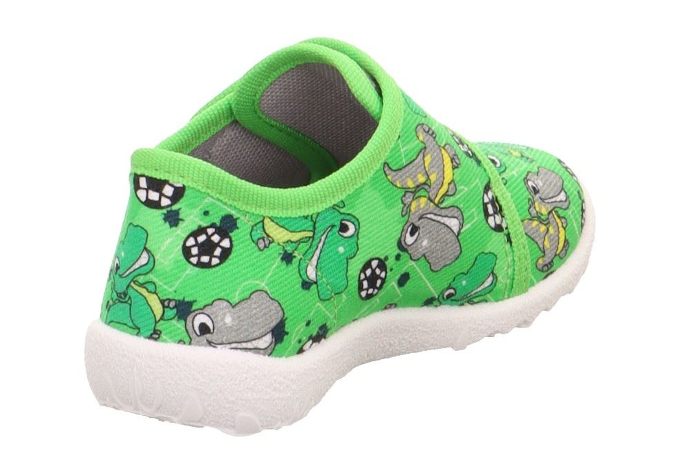 superfit SPOTTY - Grün/Mehrfarbig Hausschuh mit Klettverschluss Dino, Fußball S13 1-009246-7010 20 | grün | 