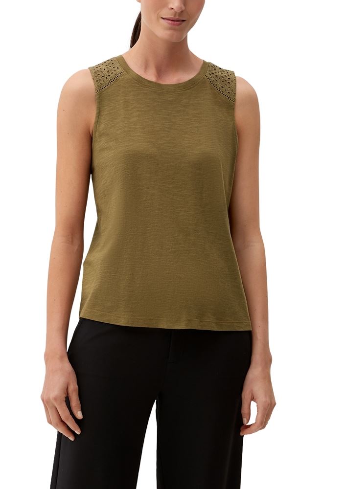 s.Oliver Top mit Lochstickerei weiß, orange, grün, schwarz S13  2129260 