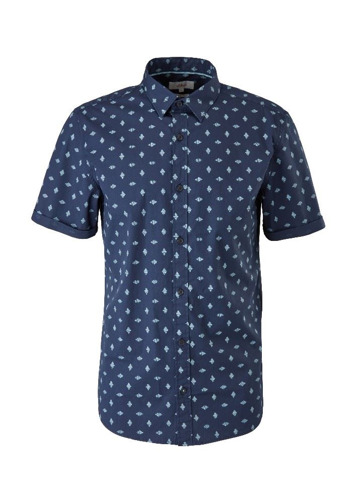 s.Oliver Hemd Kurzarm Slim Fit mit Allover-Print 2113979 