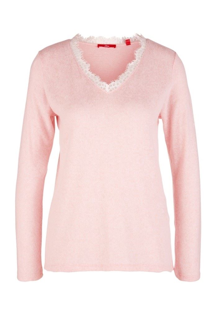 s.Oliver Shirt Langarm Spitze Melange 05912316893 1277045 44 | 42W0 dusty rose | 