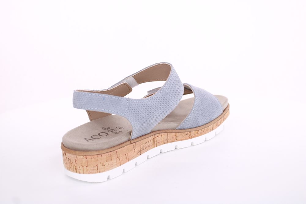 Aco Sandalette Mia 24 Leder Klettverschluss Wechselfußbett  blau S13  545/8194 
