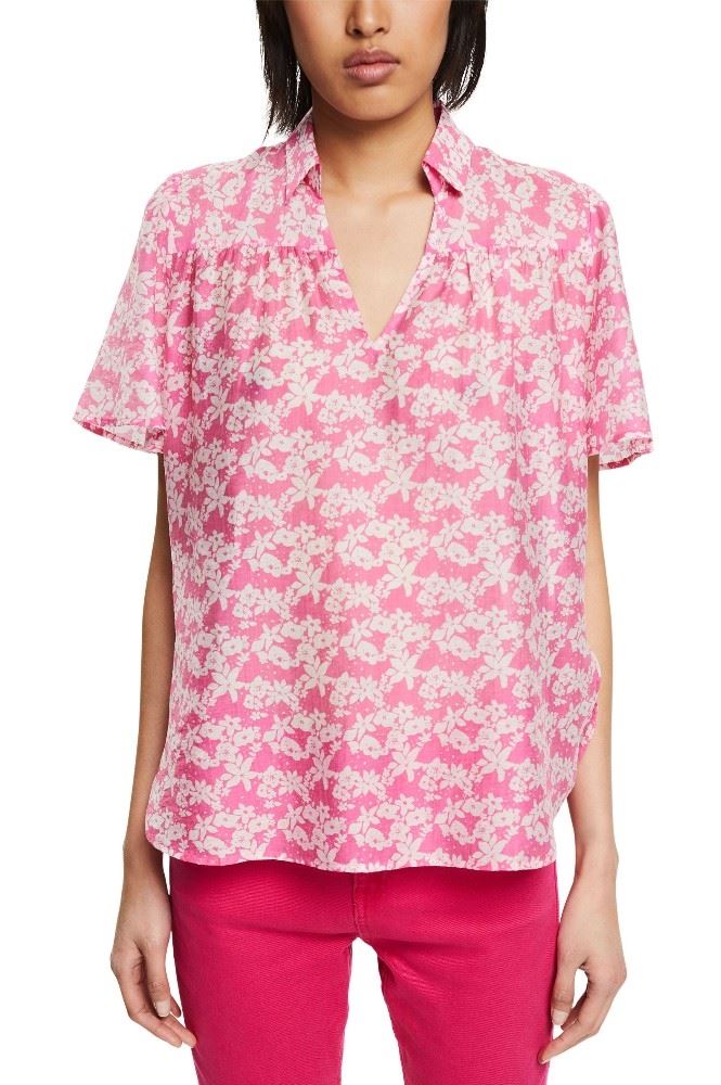 EDC geblümte Bluse mit Leinen 032CC1F302 