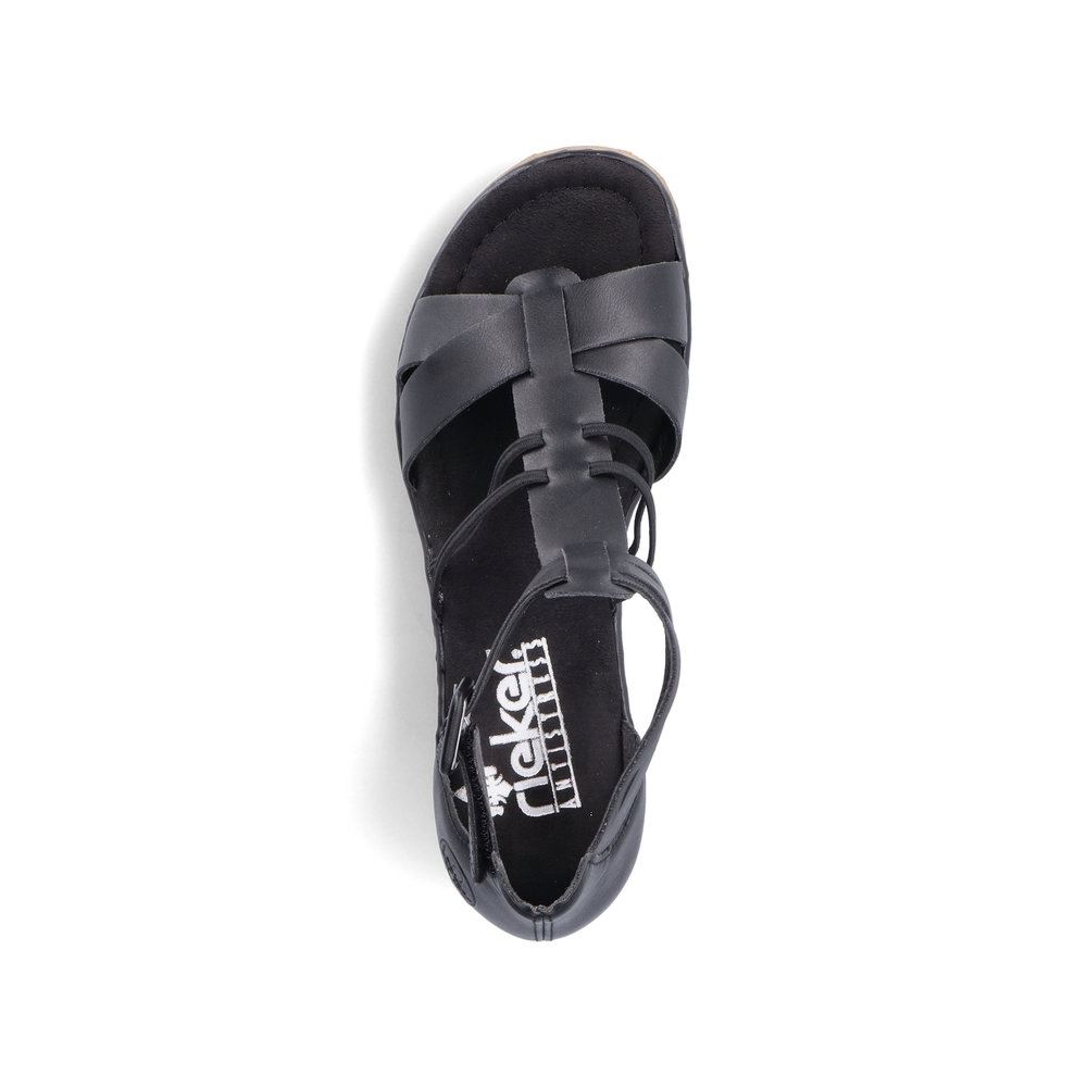 Rieker Damen Keilsandaletten asphaltschwarz S13 67480-01 