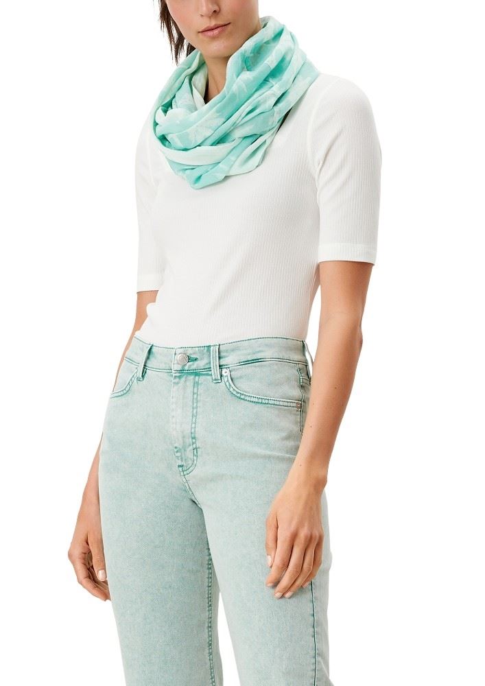 s.Oliver Tuch Loop Baumwolle gemustert  rot, blau S12  2117783 OneSize | 66B8 petrol AOP | 