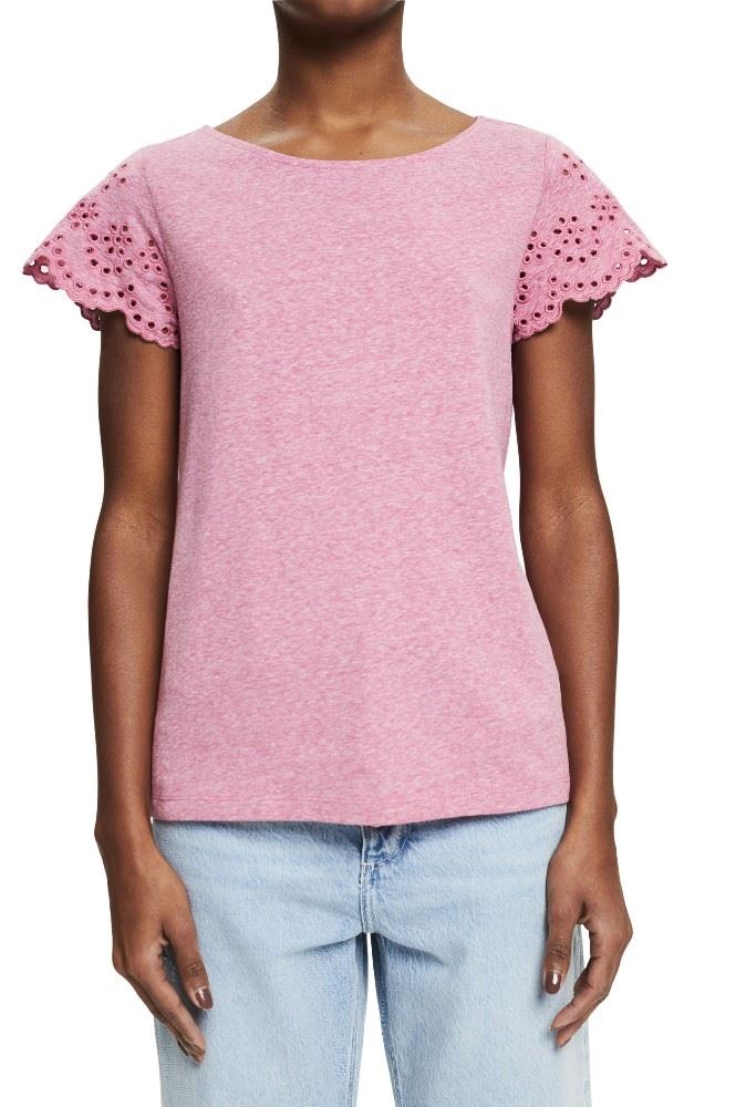 ESPRIT Recycelt T-Shirt mit Lochstickerei 042EE1K340 