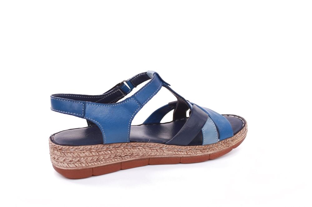 Andrea Conti Sandale Leder Keilabsatz blau S12 18836041024 