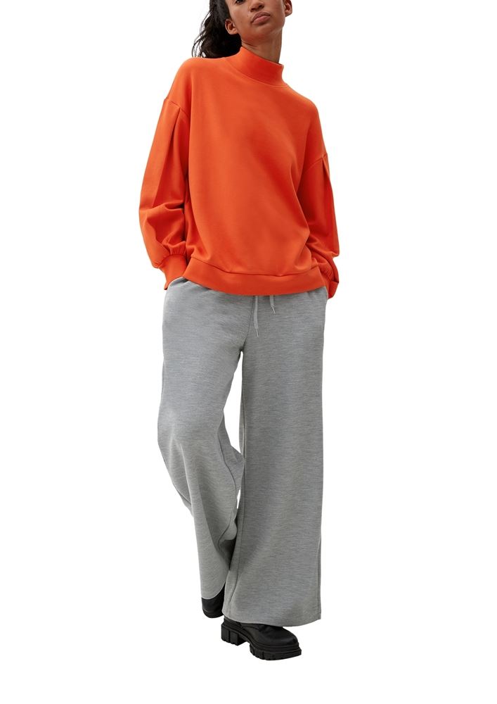 QS designed by Sweatshirt Viskosemix Stehkragen orange, grün S22 2120260 XS | 2392 ORANGE | 