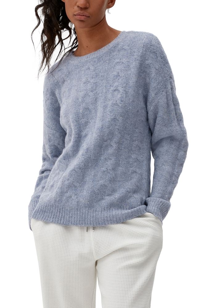QS designed by Strickpullover mit Zopfmuster blau, grau S22   2119023 XL | 9400 GREY/BLACK | 