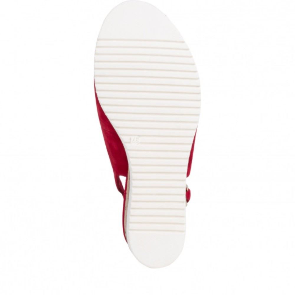 Tamaris Sandalette Leder Keilabsatz rot 1-1-28311-24 36 | 545 RUBIN SUEDE | 
