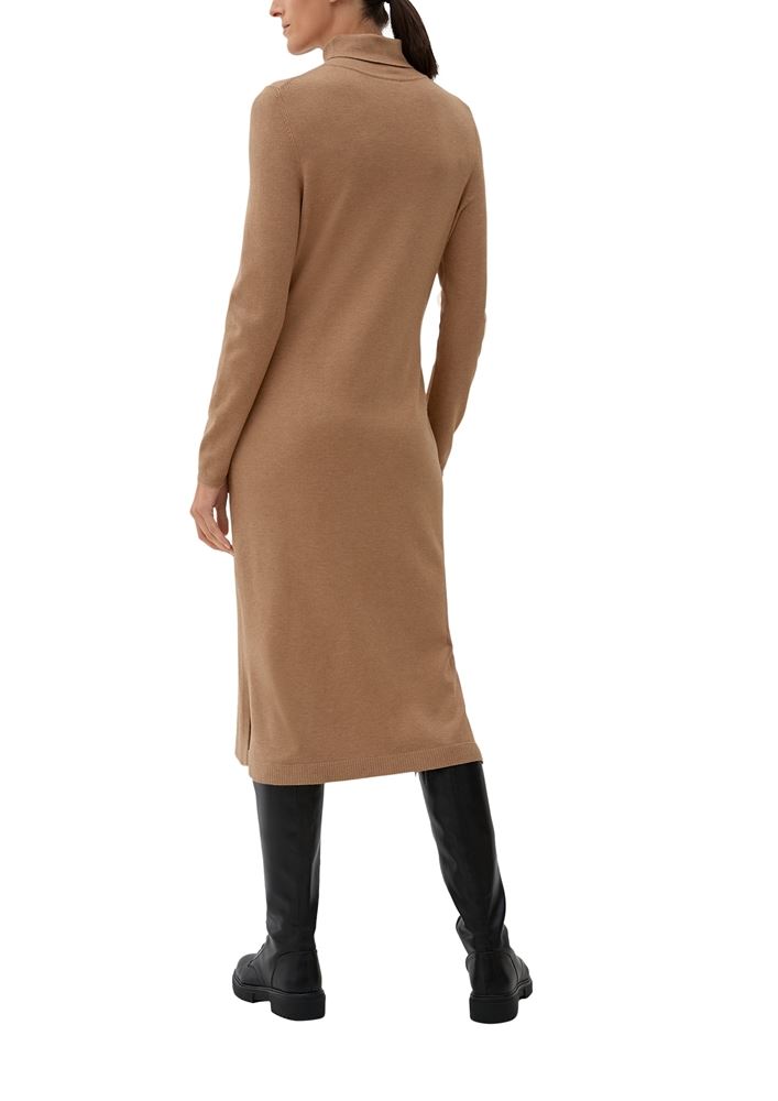 s.Oliver Damen Strickkleid Viskosemix Rippbündchen braun schwarz S22 2121299 