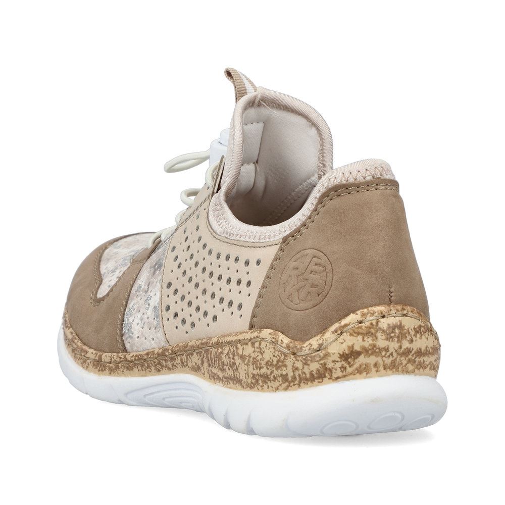 Rieker Antistress Damen Slipper Sneaker Schnellschnürung Lochmuster beige S13 N4255-60 