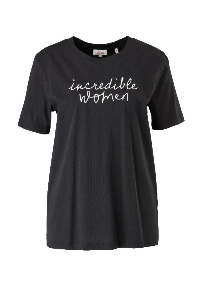 s.Oliver Shirt Baumwolle mit Stickerei 2114700 S | 99D0 black plac | 