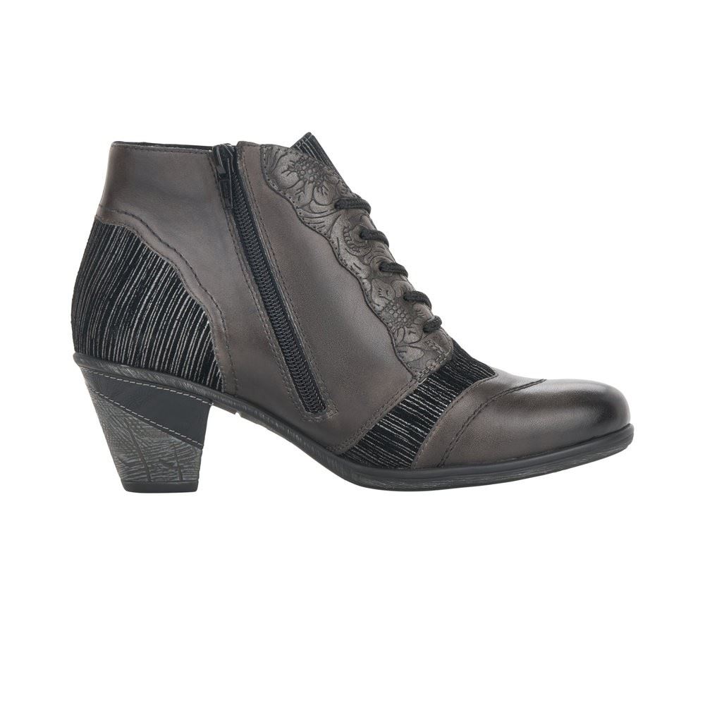 Remonte Stiefelette Schnürstiefel Leder schwarz Absatz D8789 